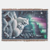 Liebende arktische Füchse Nordlichtschneewald Decke (Vorderseite)