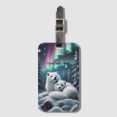 Liebende arktische Füchse Nordlichtschneewald Gepäckanhänger (Vorderseite Vertikal)