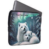 Liebende arktische Füchse Nordlichtschneewald Laptopschutzhülle (Vorne Rechts)