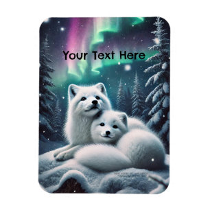 Liebende arktische Füchse Nordlichtschneewald Magnet