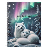 Liebende arktische Füchse Nordlichtschneewald Notizblock (Vorderseite)