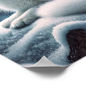 Liebende arktische Füchse Nordlichtschneewald Poster (Ecke)