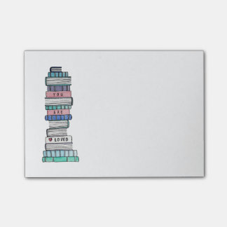Liebende Bookstack klebrige Anmerkungen Post-it Klebezettel
