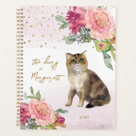 Liebende Cat Illustration Blume Girl's Daily Diary Planer