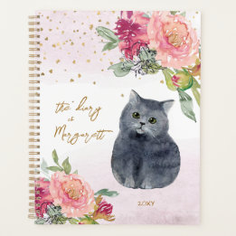 Liebende Cat Illustration Blume Girl's Daily Diary Planer