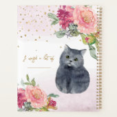 Liebende Cat Illustration Blume Girl's Daily Diary Planer (Rückseite)