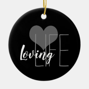 LIEBENDE LIFE-Buchstaben mit Herz Keramik Ornament