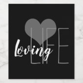 LIEBENDE LIFE-Buchstaben mit Herz Weinetikett (Einzelnes Label)