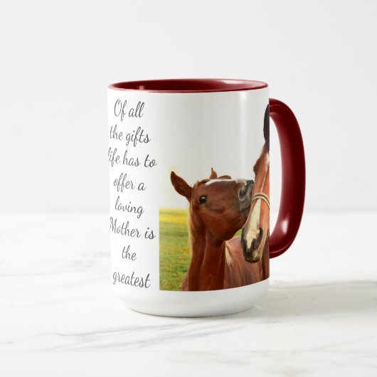 Liebende Mutter Zitat Mutter Pferde & Foal Tasse (VorderseiteRechts)