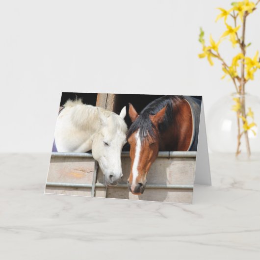 Liebende Pferde Karte (Gelbe Blume)