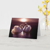 Liebende Schwäne als Herz Karte (Gelbe Blume)