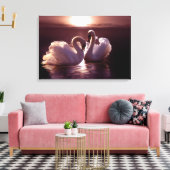 Liebende Schwäne als Herz Leinwanddruck (Insitu (Wohnzimmer))