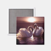Liebende Schwäne als Herz Magnet (Vorderseite/Rückseite)