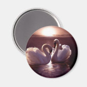 Liebende Schwäne als Herz Magnet (Vorderseite/Rückseite)