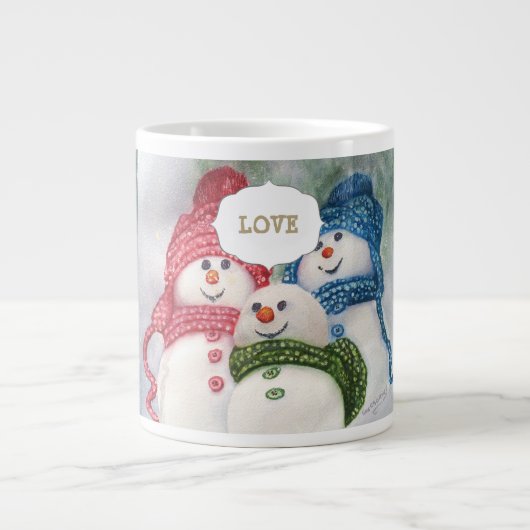 LIEBENDE SNOWMAN-FAMILIE Jumbo-Tasse (Vorderseite)