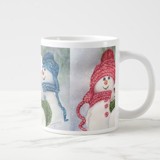 LIEBENDE SNOWMAN-FAMILIE Jumbo-Tasse (Rechts)