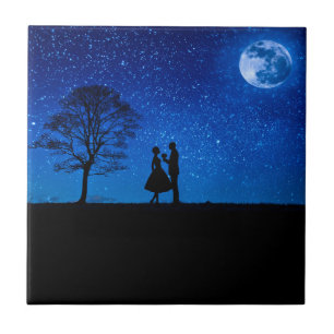 Liebende unter einem Vollmond Fliese