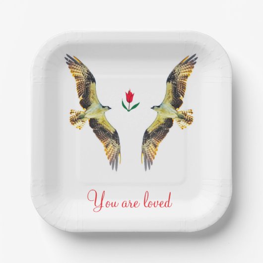 Liebende Vögel. Ospreys Pappteller (Vorderseite)