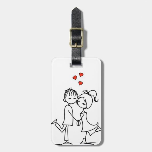 ** LIEBENDER PAAR CARTOON** GEPÄCKTAG GEPÄCKANHÄNGER (Vorderseite vertikal)