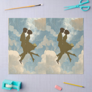 Liebendes Paar in der Blaue Himmel Collage Seidenpapier