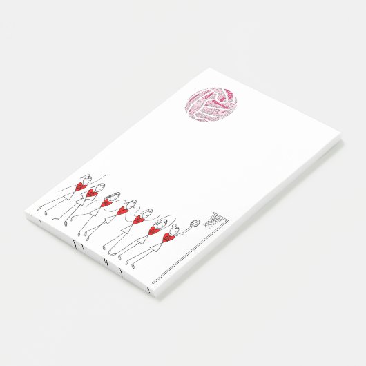 LiebeNetball bringt Strichmännchen in Position Post-it Klebezettel (angewinkelt)