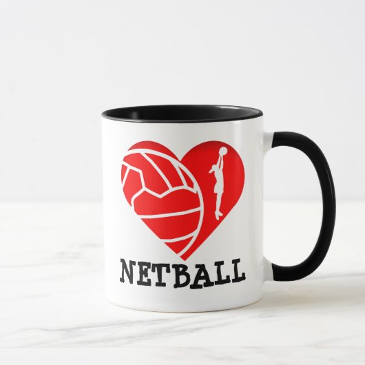 LiebeNetball der Herz-Spieler-Silhouette-I Tasse (Rechts)