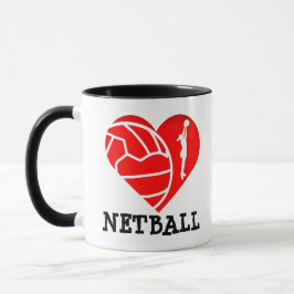 LiebeNetball der Herz-Spieler-Silhouette-I Tasse