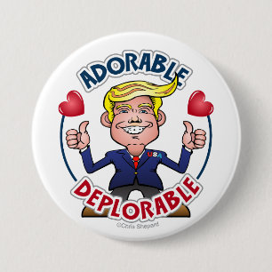 LIEBENSWERT VERWERFLICH Donald Trump Chibi Cartoon Button