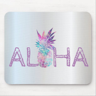 Liebenswerte Aloha Hawaiianische Ananas, Silber Mousepad