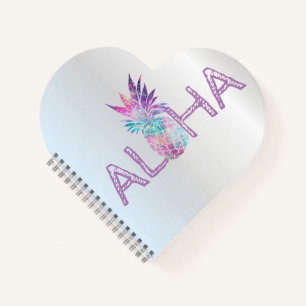 Liebenswerte Aloha Hawaiianische Ananas, Silber Notizblock