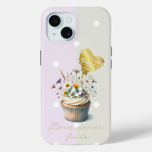 Liebenswerte Bibel Mauve Grau Punkt Blumen Cupcake Case-Mate iPhone Hülle