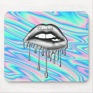 Liebenswerte coole metallische tropfende Lippen, H Mousepad
