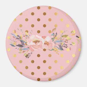 Liebenswerte falsche Gold-Polka-Punkte Blumen Magnet