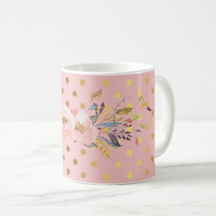 Liebenswerte falsche Gold Punkte Blumen Kaffeetasse