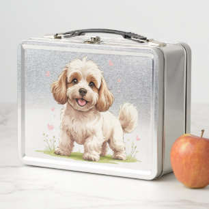 Liebenswerte Flauschige Cockapoo-Welpen-Lunchbox Metall Brotdose