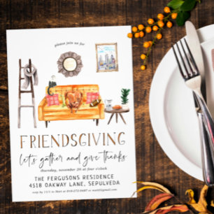 Liebenswerte Friendsgiving-Dankfest-Einladung zum Einladung