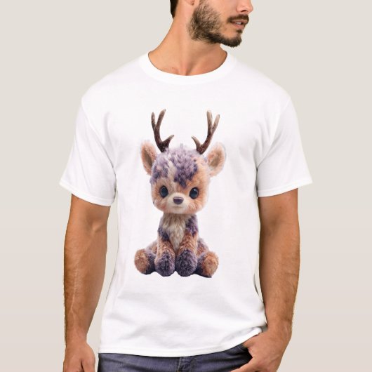 Liebenswerte gefleckte Hirsch-Plüschillustration f T-Shirt (Vorderseite)