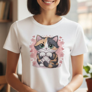 Liebenswerte Kawaii Dreifarben-Kätzchen T-Shirt fü