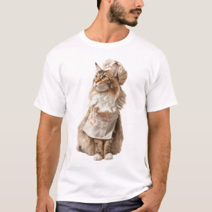 Liebenswerte Maine Coon Katzenkoch-Illustration T-Shirt