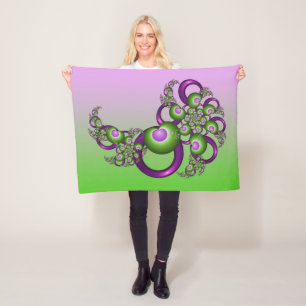 Liebenswerte Pinke Grüne Herzen Modernes Abstracte Fleecedecke