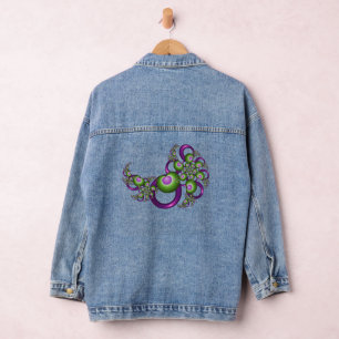 Liebenswerte Pinke Grüne Herzen Modernes Abstracte Jeansjacke