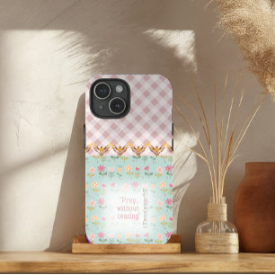 Liebenswerte Rose Karo Pastell Blumen Gold Tauben  Case-Mate iPhone Hülle
