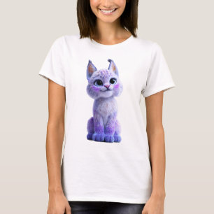 Liebenswerte violette Luchs-Kätzchen-Illustration T-Shirt