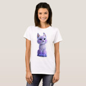 Liebenswerte violette Luchs-Kätzchen-Illustration T-Shirt (Vorne ganz)