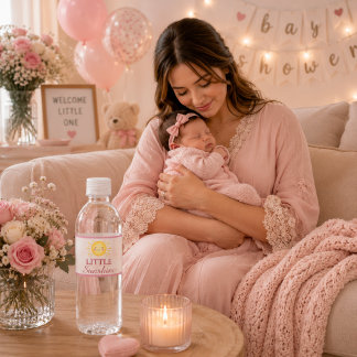 Liebenswerte weiche rosa kleine Sonne Wasserflaschenetikett