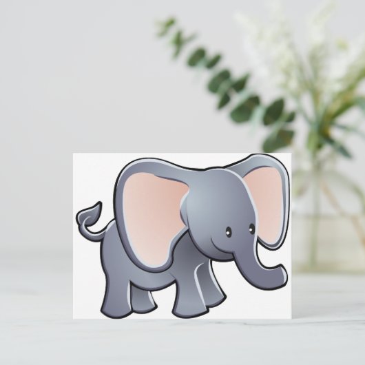 liebenswerter Elefantencharakter Postkarte (Stehend Vorderseite)