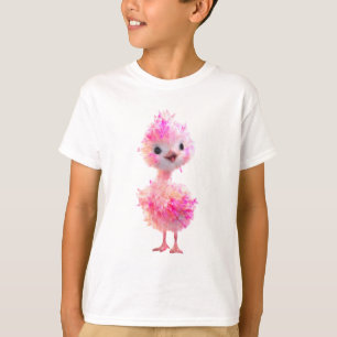 Liebenswerter Fluffiger Rosa Straußenküken-Kinder T-Shirt