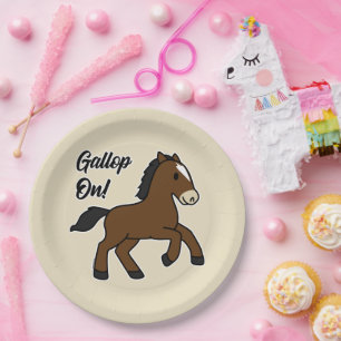 Liebenswerter Galopp! Glückliches Fohlen Kawaii-Pf Pappteller