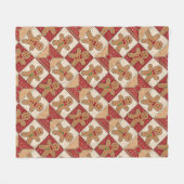 Liebenswerter Lebkuchenmann-Patchwork-Weihnachten Fleecedecke (Vorderseite (Horizontal))