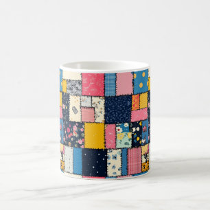 Liebenswerter Patchwork-Entwurf, spielerisches Mus Kaffeetasse